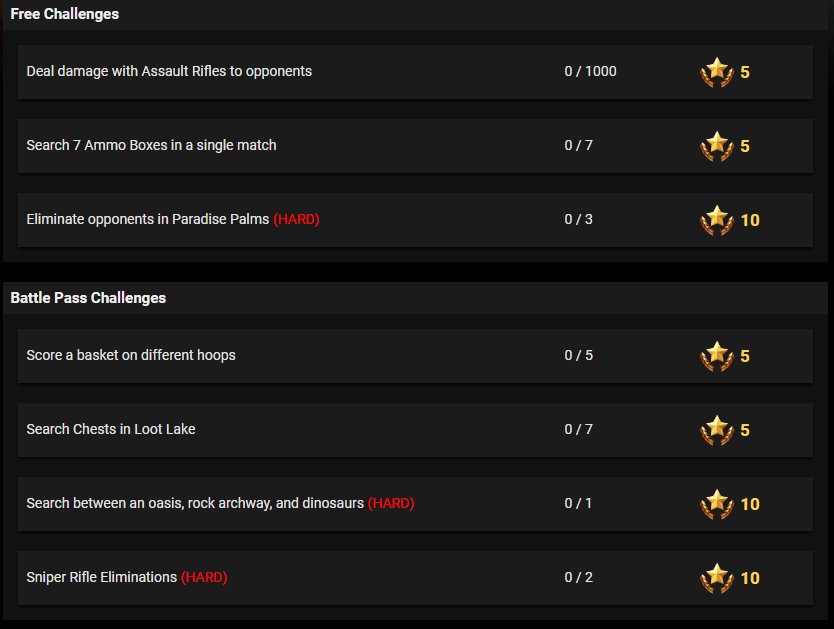 Fortnite Leaked Season 5, Week 2 Challenges