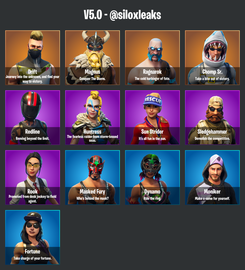 Season 5 Skins Names & Rarities