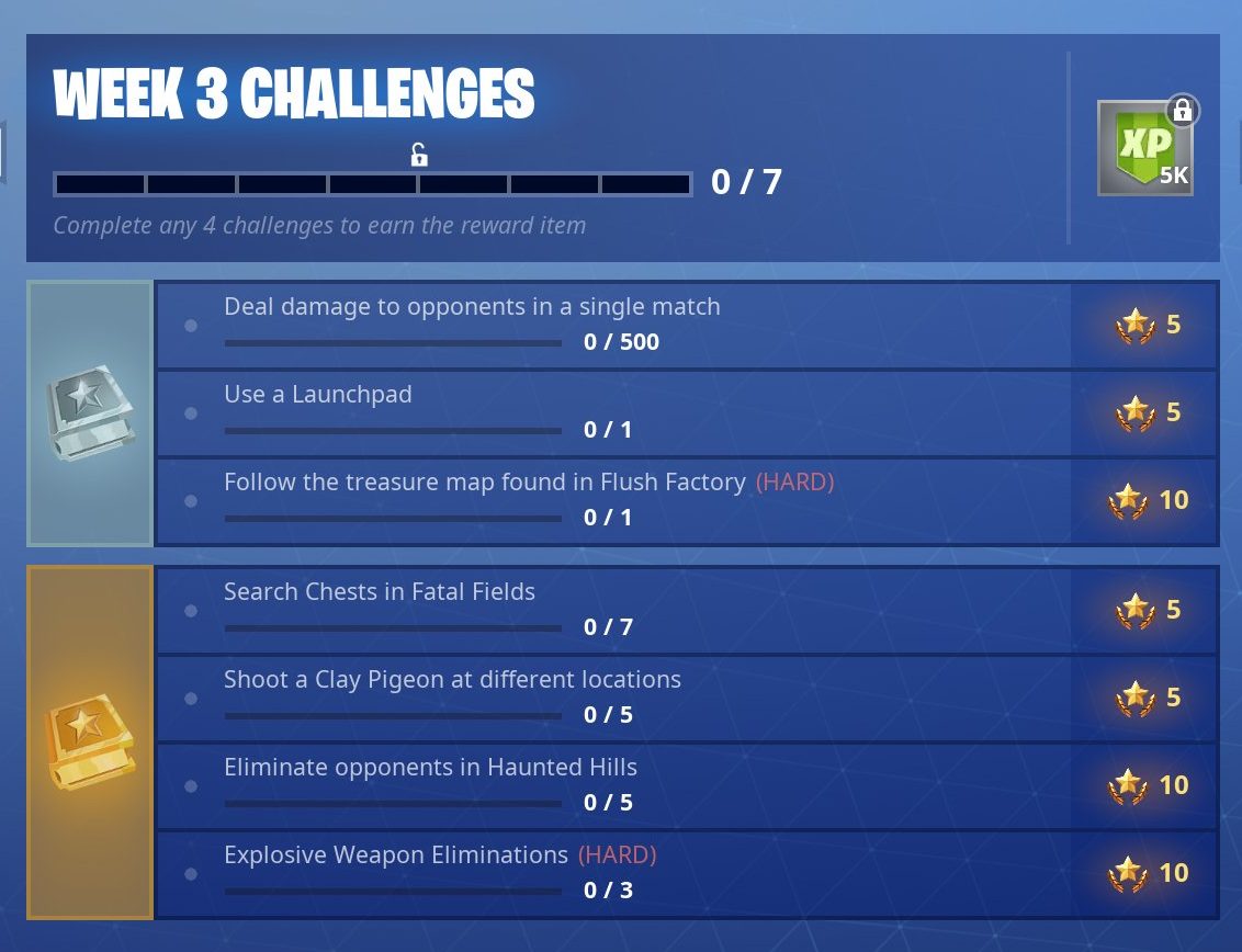 Fortnite Season 5, Week 3 challenges