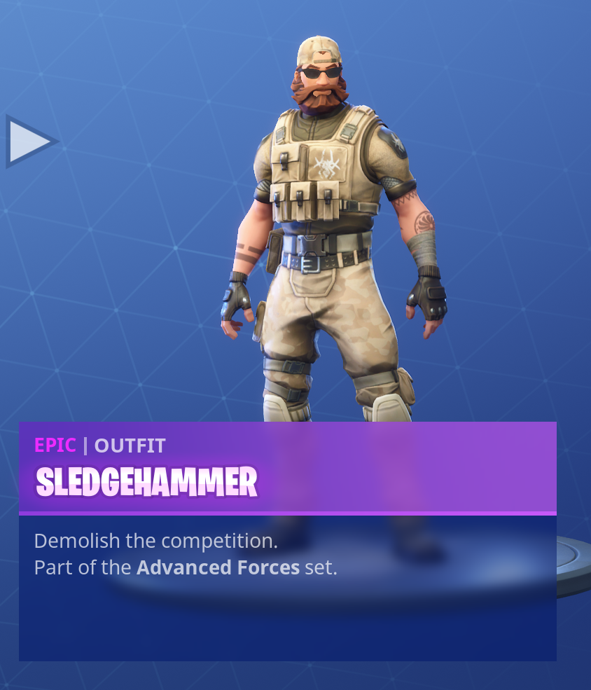 Fortnite Season 5 Battle Pass Tier 71 Sledgehammer Skin/Outfit