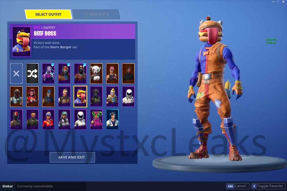 Beef Boss Durr Burger Fortnite Skin