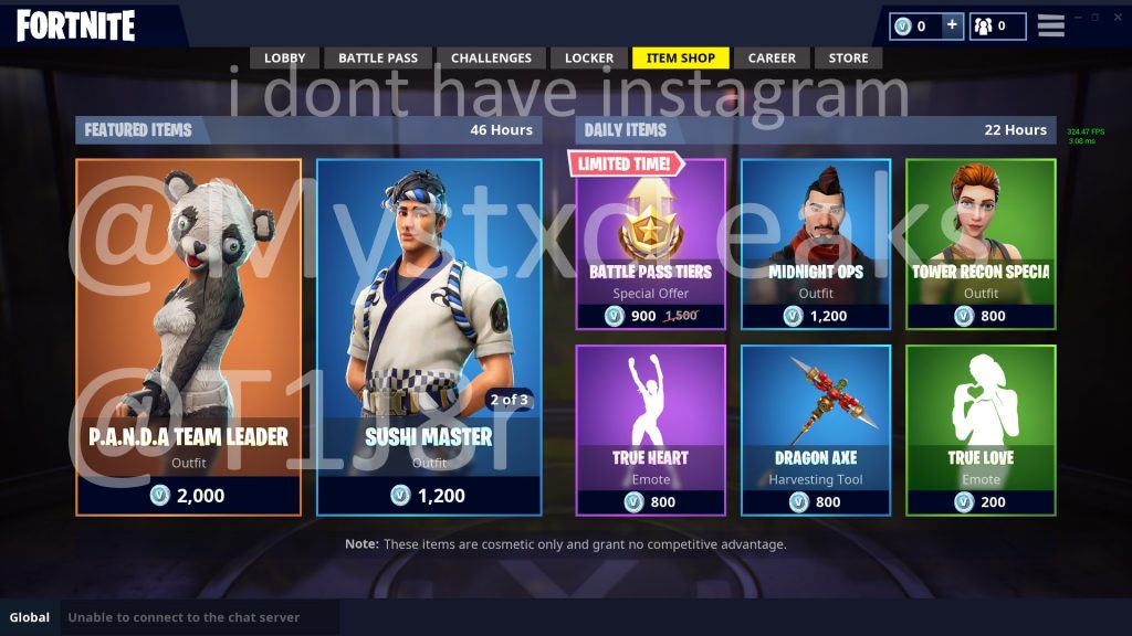 Fortnite Item Shop on the 18th August