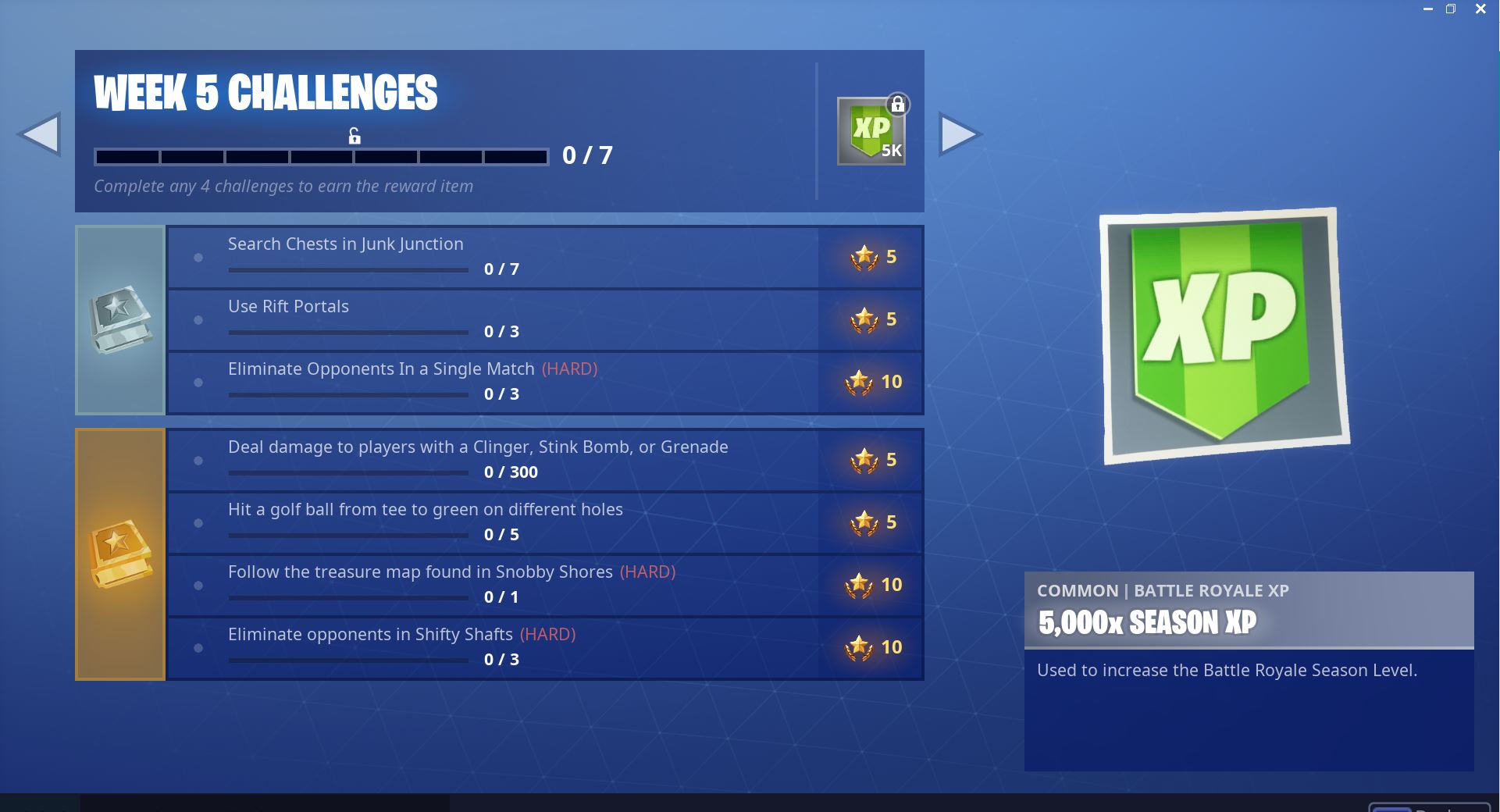Fortnite Season 5 Week 5 Challenges