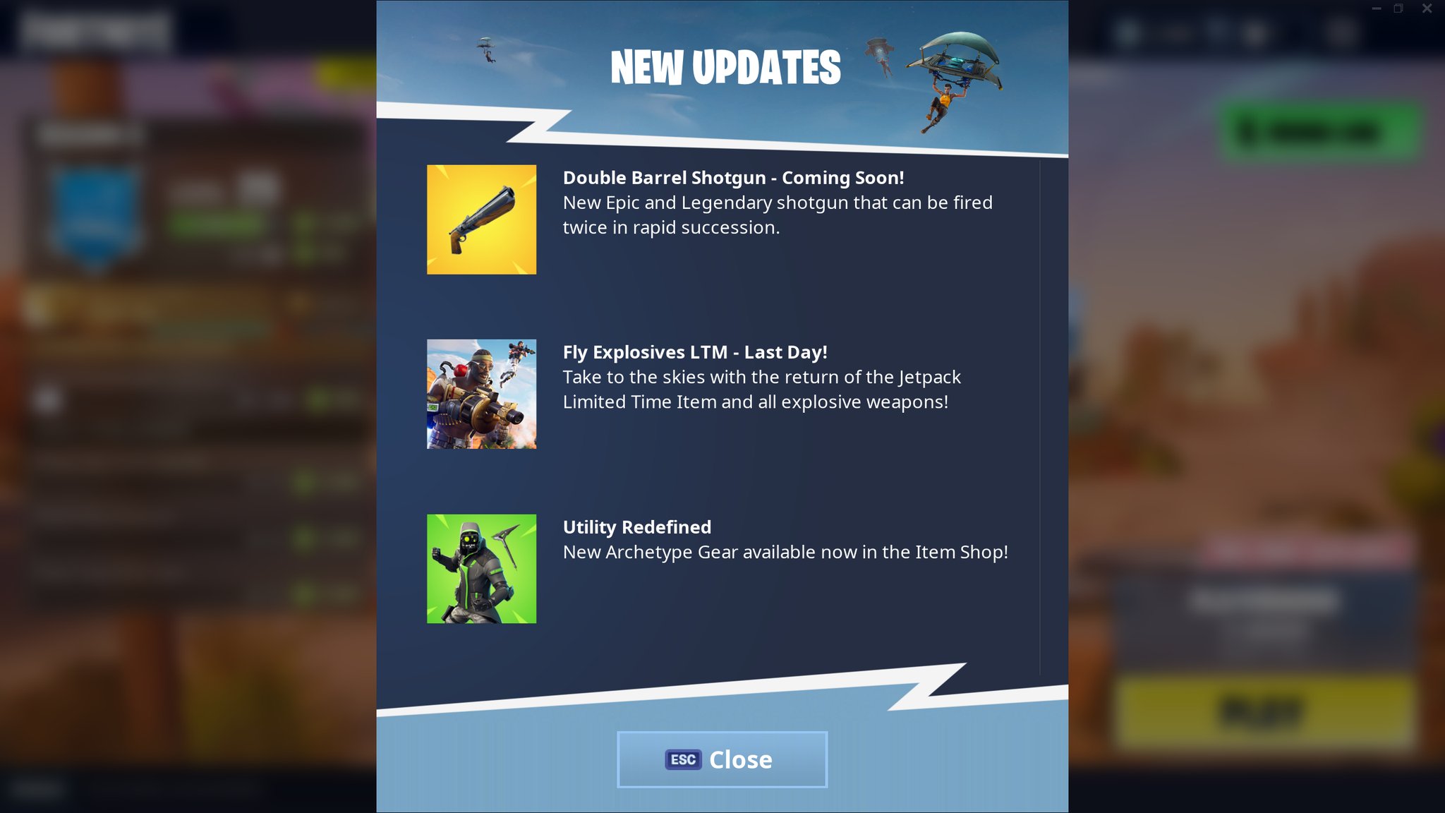 Fortnite in game shotgun update