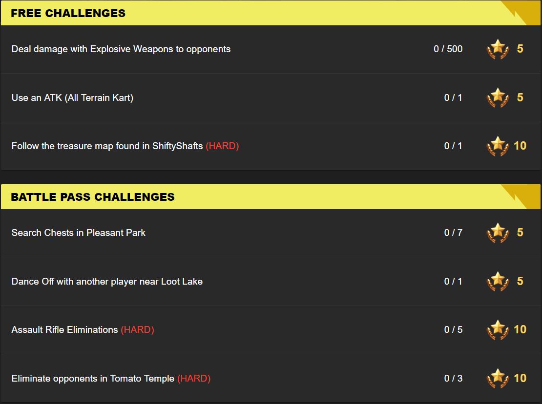 Fortnite Season 5, Week 9 Leaked Challenges