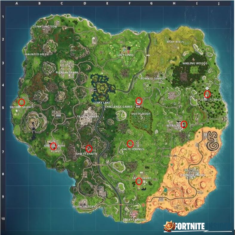 Fortnite Fish Trophy Challenge map