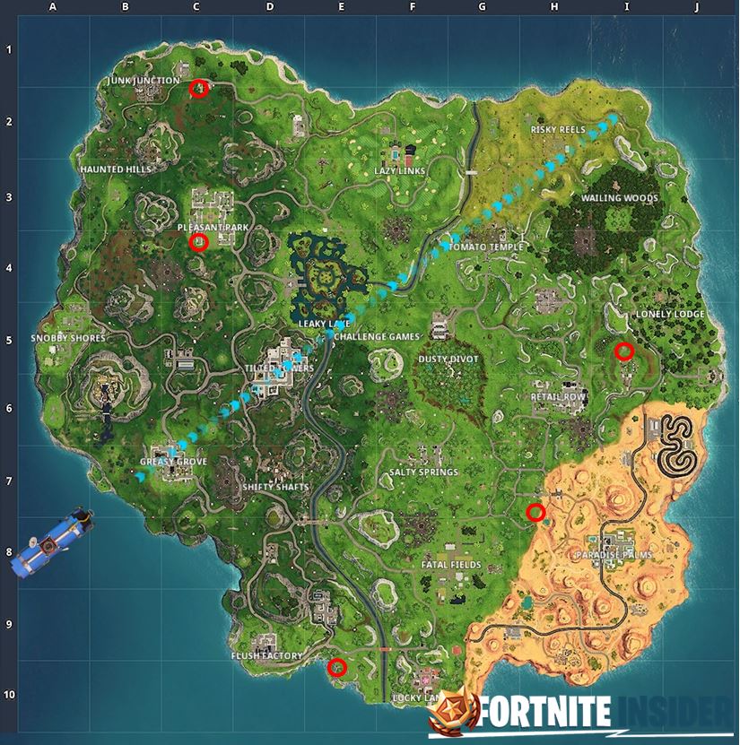 Fortnite Carnival Clown Locations on the Map