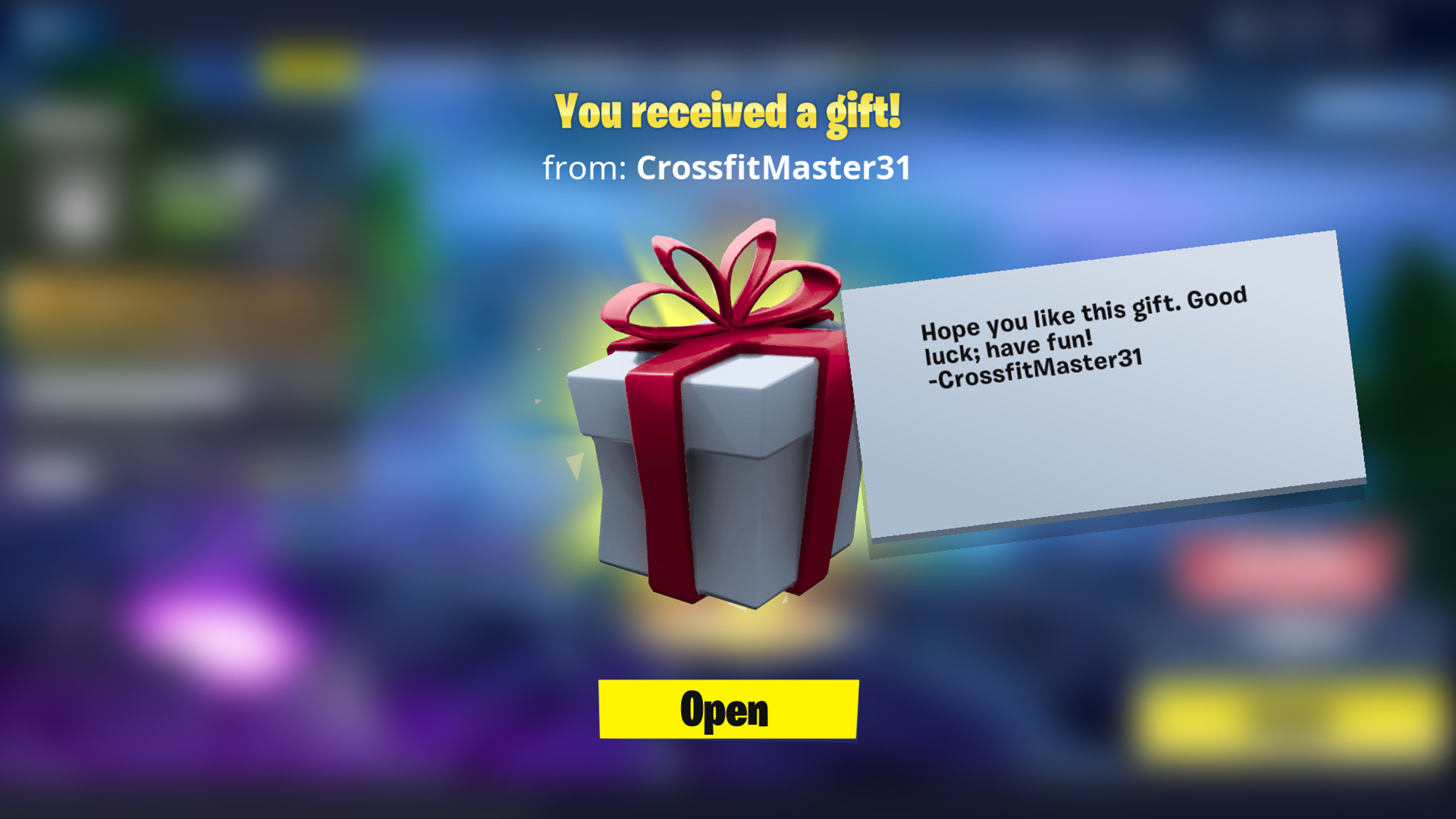 Fortnite Gifting message