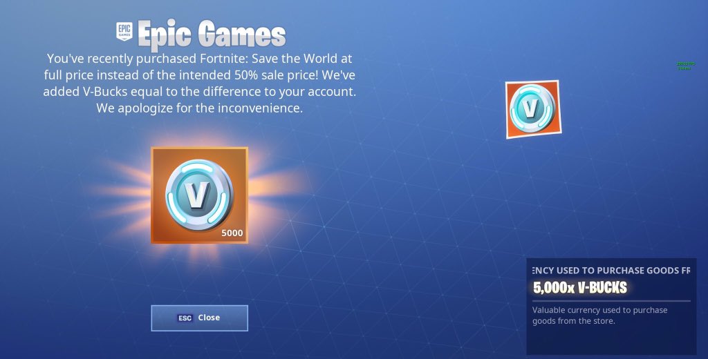 Fortnite Compensation for Save the World Purchases