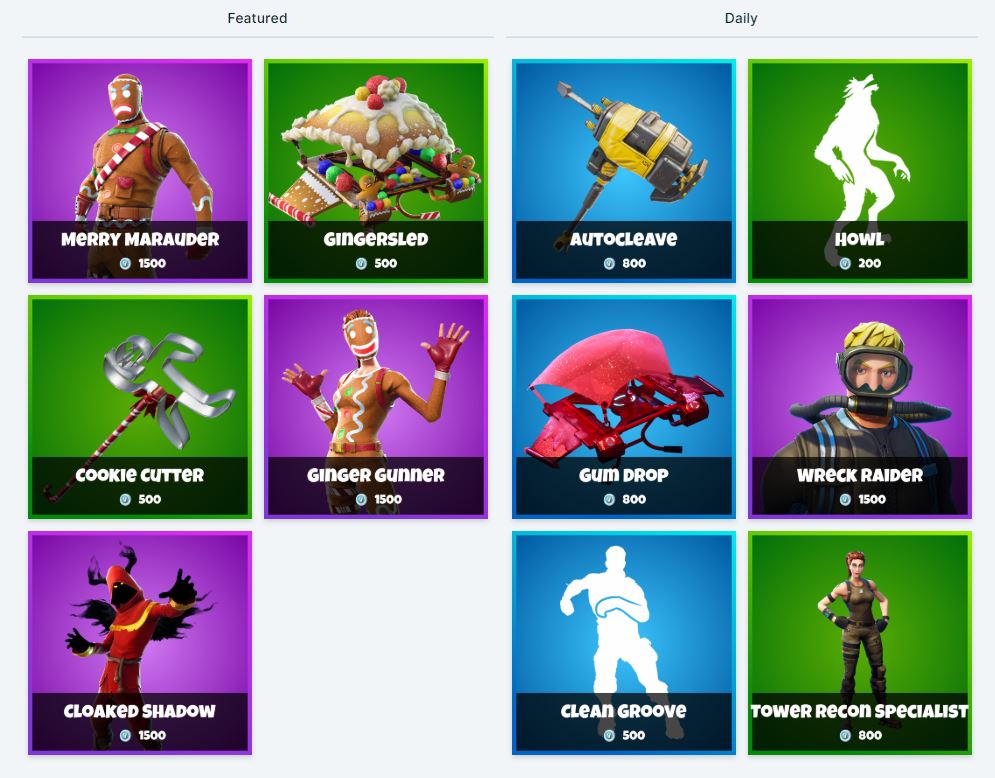 Fortnite Item Shop 29th December - All Fortnite Skins and Cosmetics