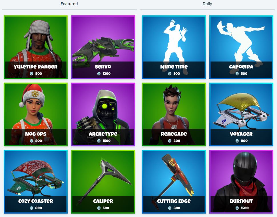 Fortnite Item Shop 9th 10th December