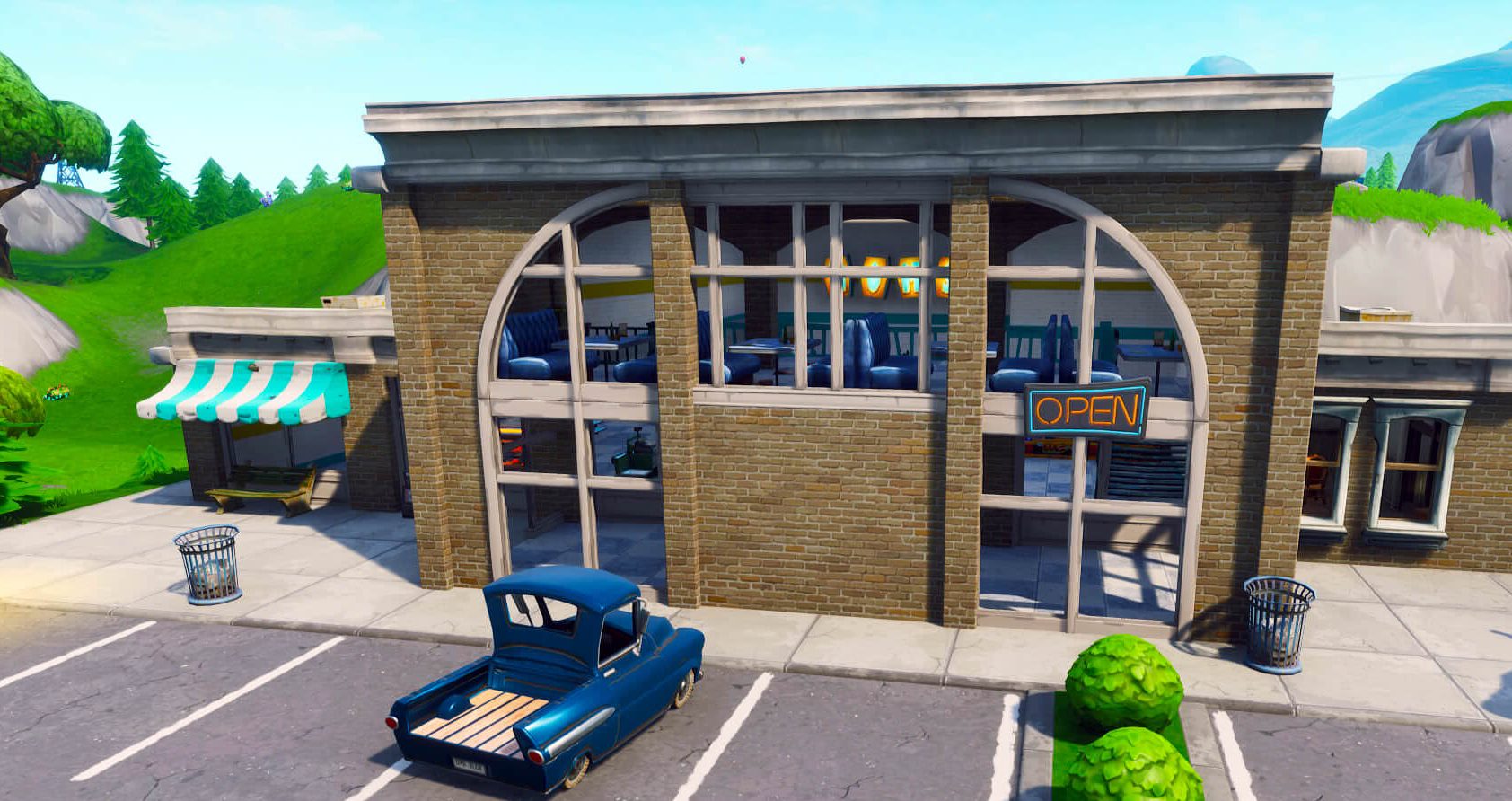 Fortnite Retail Row NOMS Sign