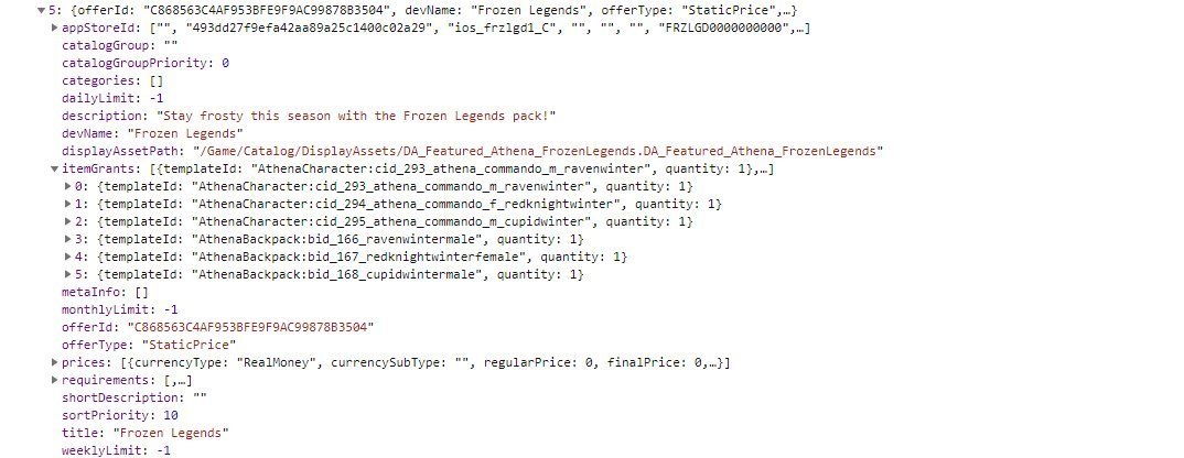 Frozen Legends pack API information