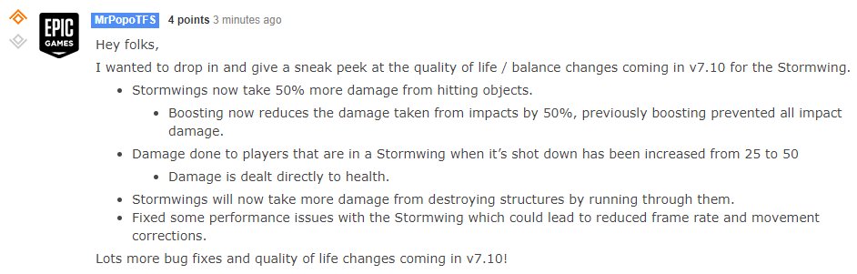 Upcoming Stormwing Changes in Fortnite