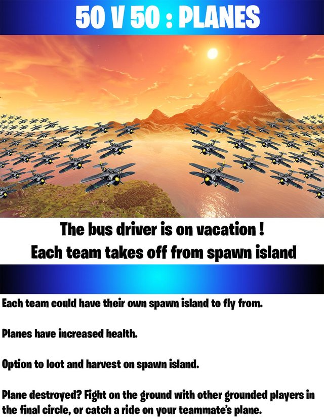50vs50 Planes Fortnite LTM Concept