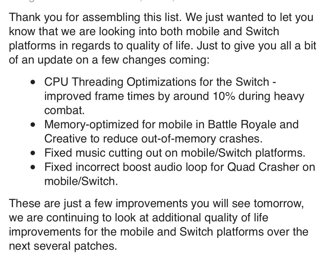 Fortnite v7.20 update mobile and switch