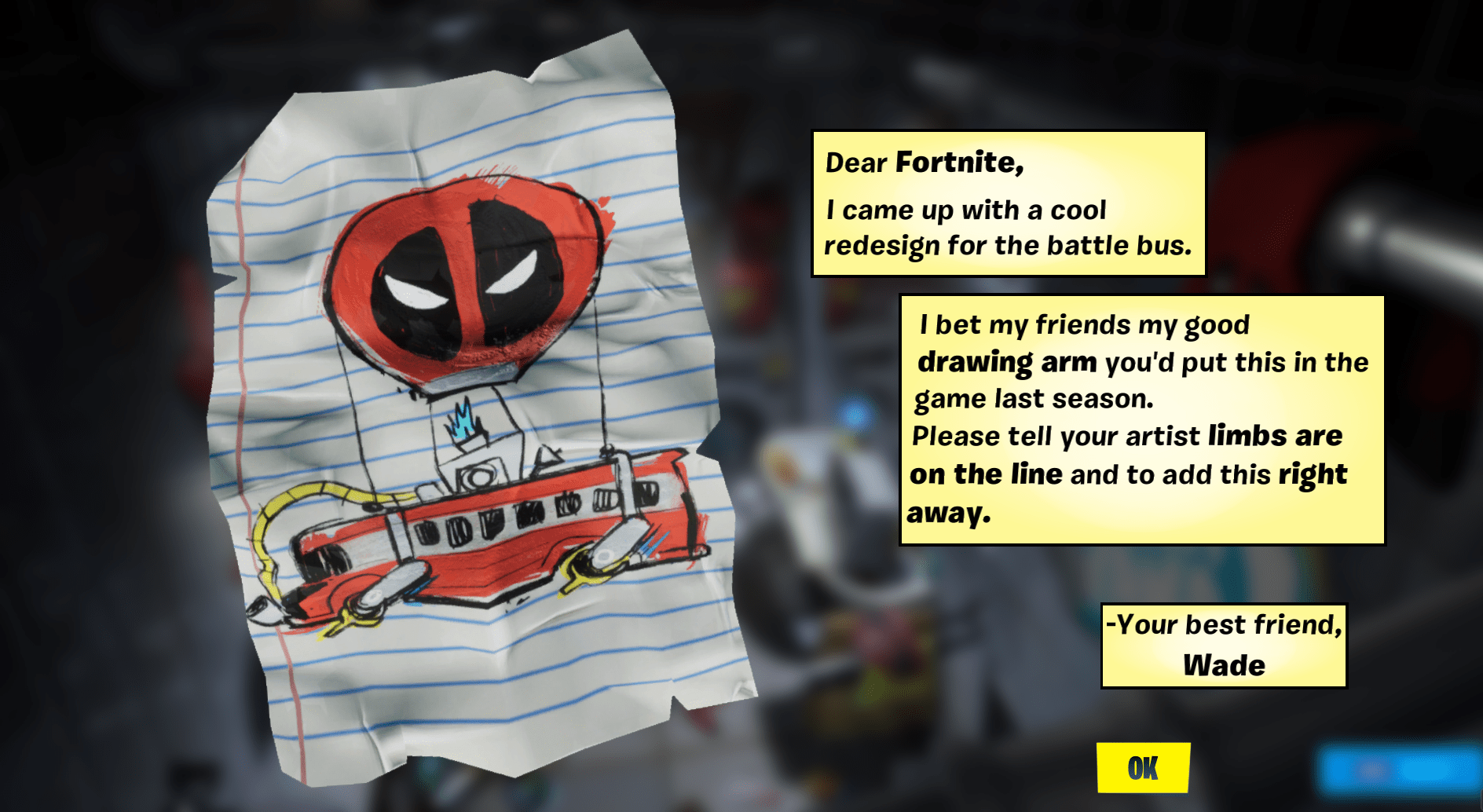 Deadpool's Letter to Epic Games