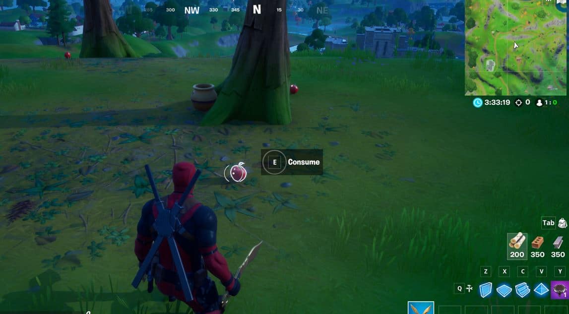 Fortnite Foraged Apple West of Weeping Woods Map Location