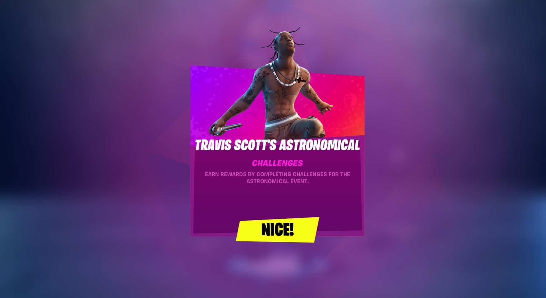 Fortnite Travis Scott's Astronomical Challenges Available