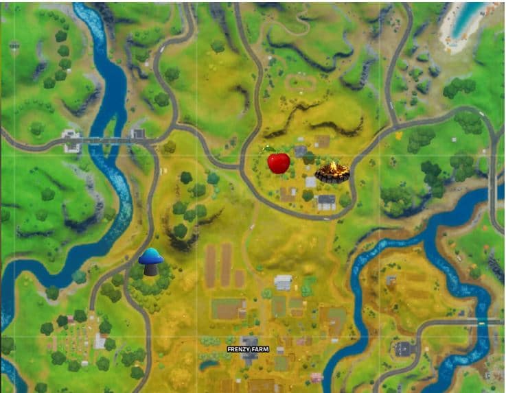 Stoke a Campfire, Consume Foraged Apple, Consume Foraged Mushroom at The Orchard Map Location