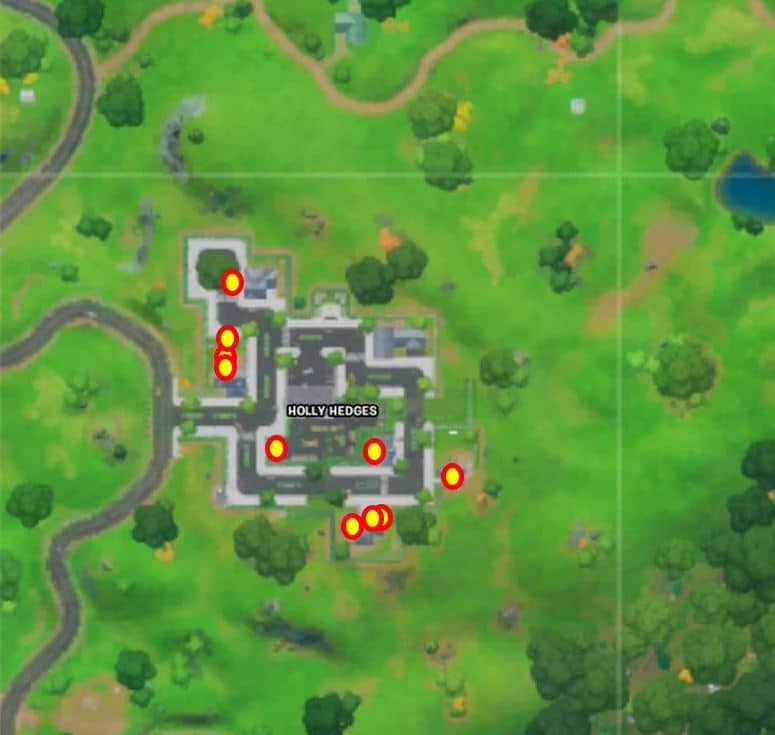 Fortnite Where to Destroy Teddy Bears at Holly Hedges Map Location