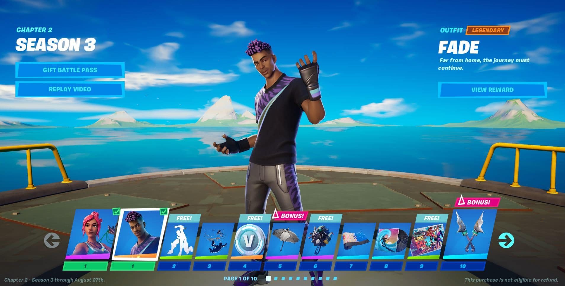 Fortnite Chapter 2, Season 3 Battle Pass 1-10