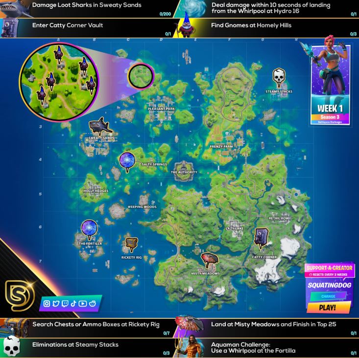 Fortnite Chapter 2 Season 3 Week 1 Challenges Cheat Sheet