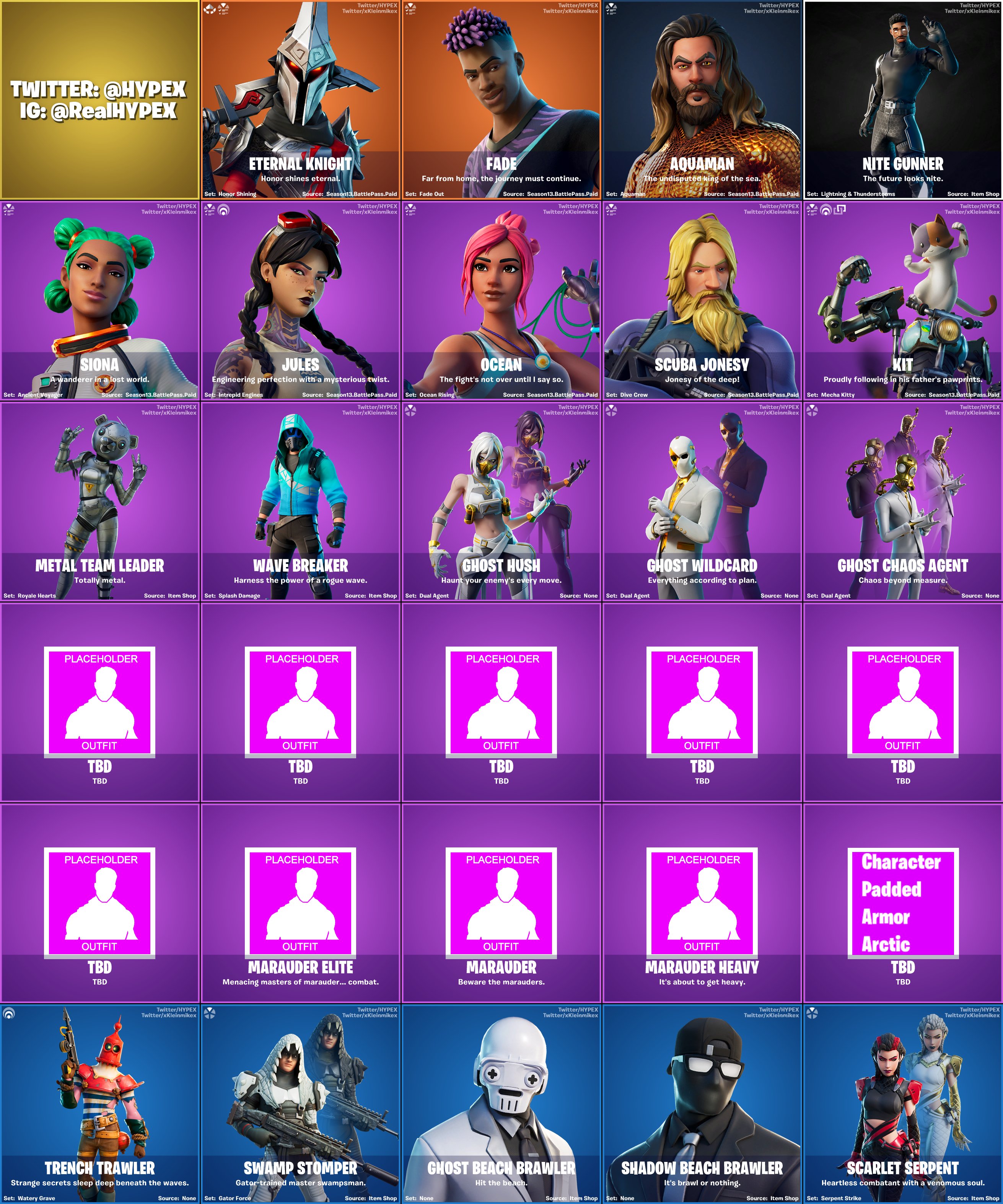 Fortnite Chapter 2, Season 3 v13.00 Leaked Skins