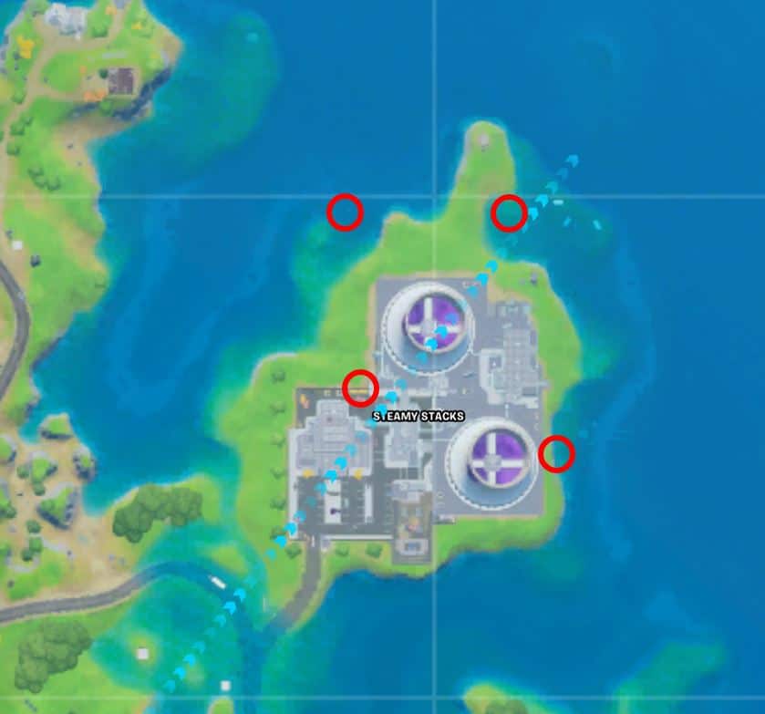 Fortnite Steamy Stacks Floating Ring Locations on Map