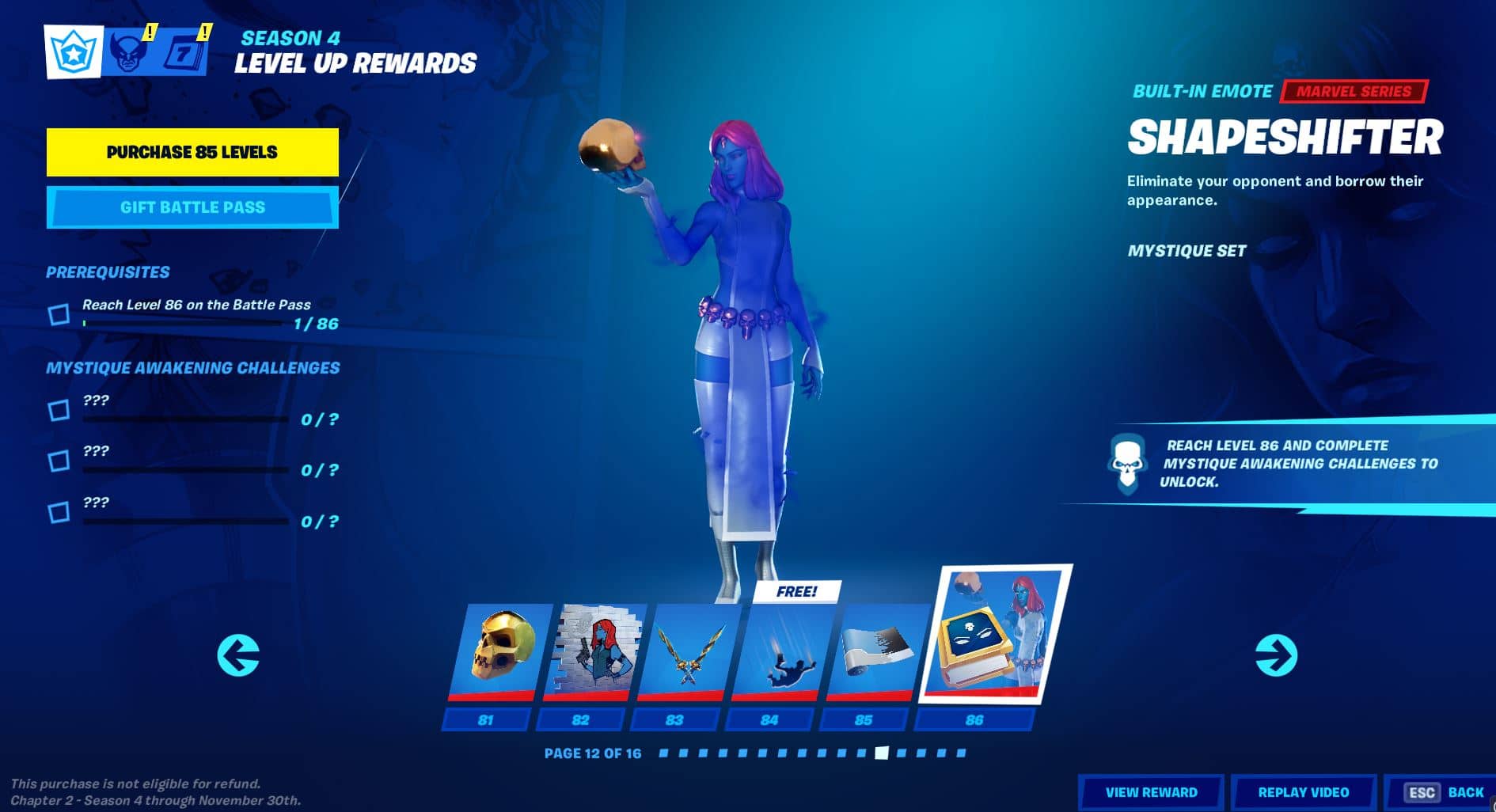 Fortnite Chapter 2, Season 4 Battle Pass Level 81 - 86