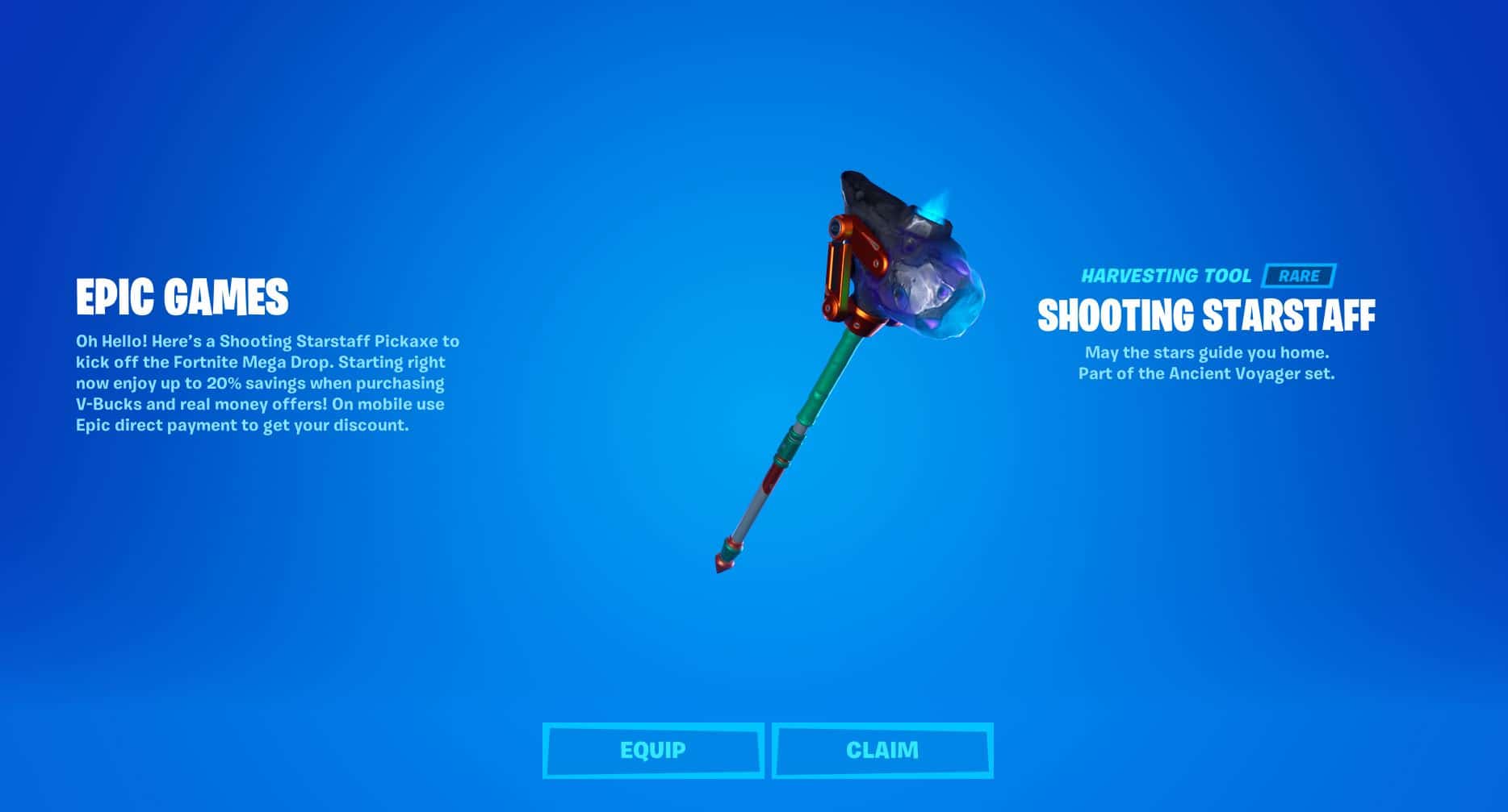 Free Fortnite Shooting Starstaff Pickaxe