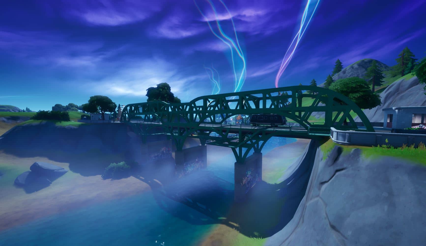 Fortnite Colored Steel Bridges Locations: Ride a Motorboat Under Different Colored Steel Bridges