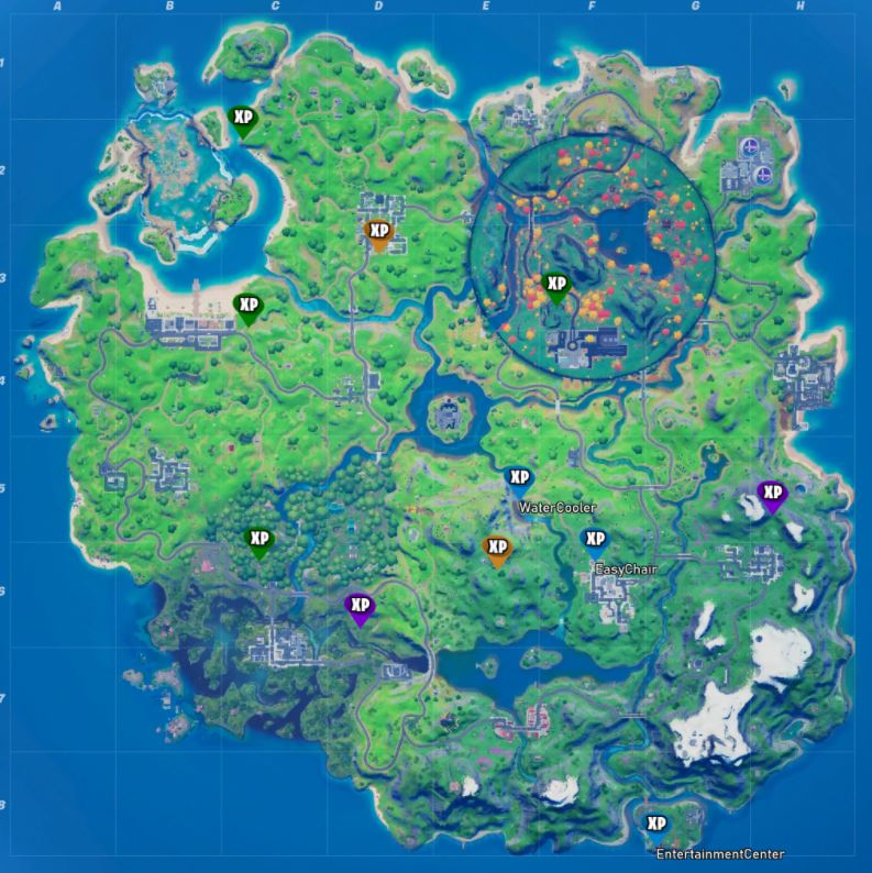 Fortnite Week 10 XP Coins All Locations Map