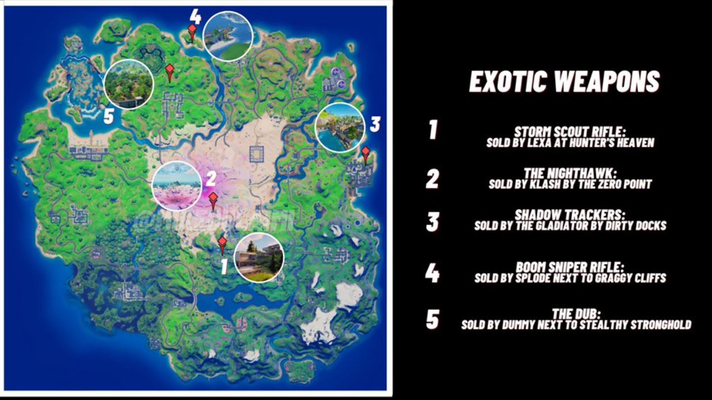 Exotic Weapon Fortnite Locations Map