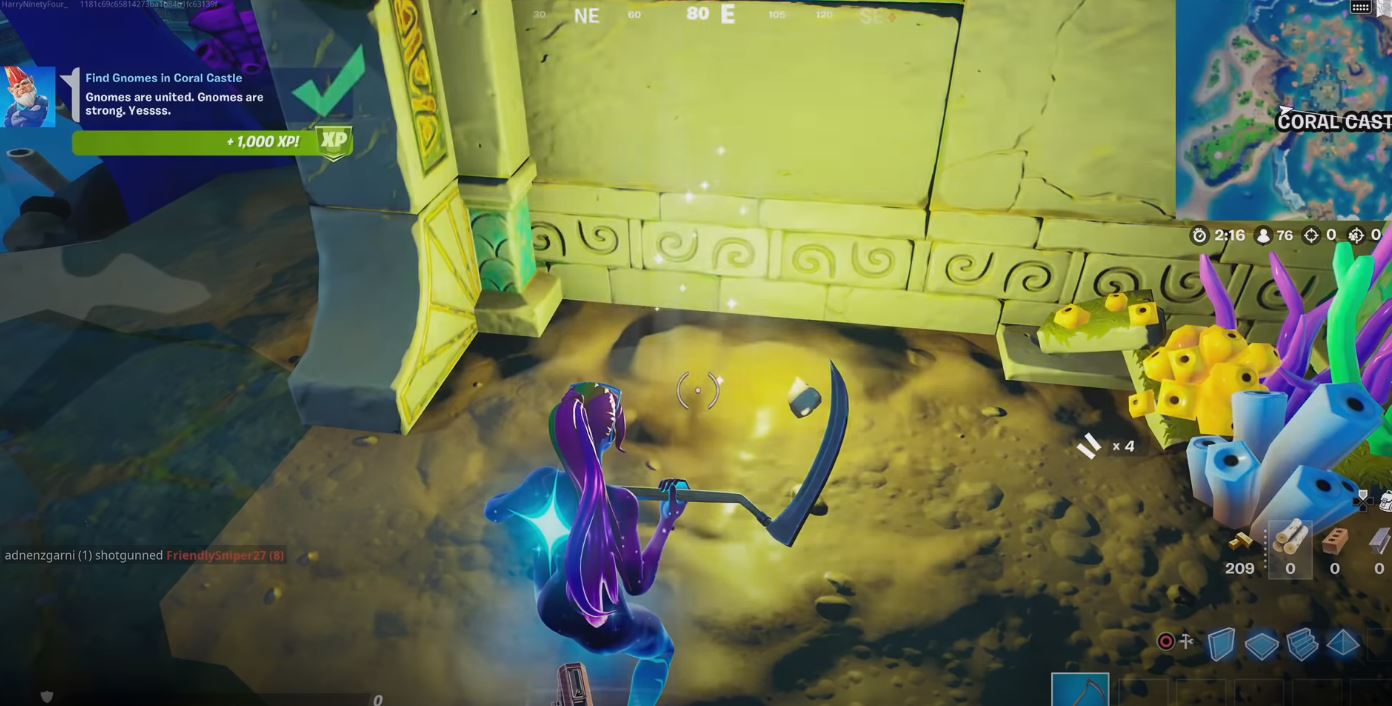 Find Gnomes in Coral Castle Fortnite