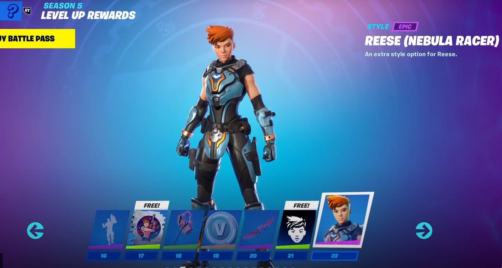 Fortnite Chapter 2, Season 5 Battle Pass - Level 16-22