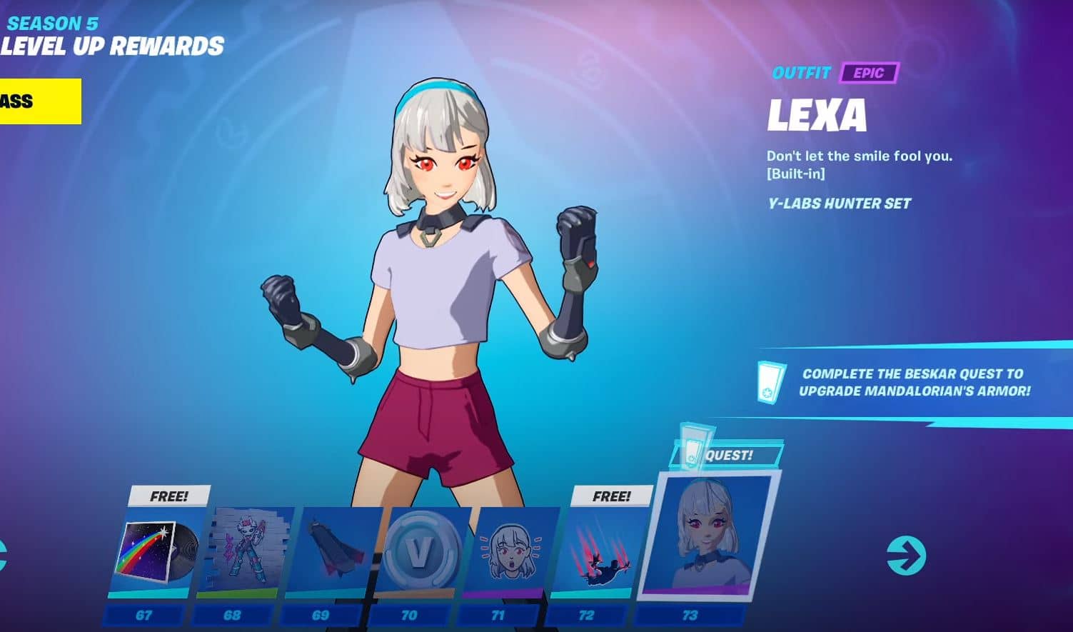 Fortnite Chapter 2, Season 5 Battle Pass - Level 67-73