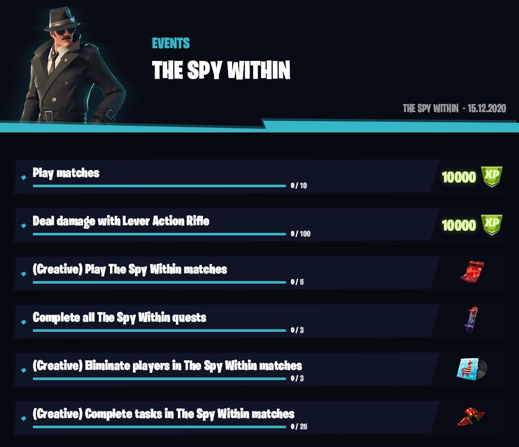 Fortnite Spy Within Challenges and Rewards