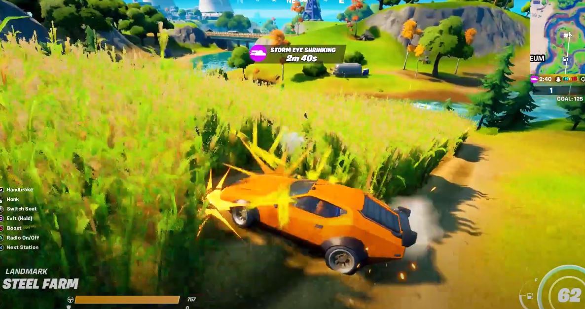 Fortnite Steel Farm Location: Where to drive a car through the Corn Field at Steel Farm