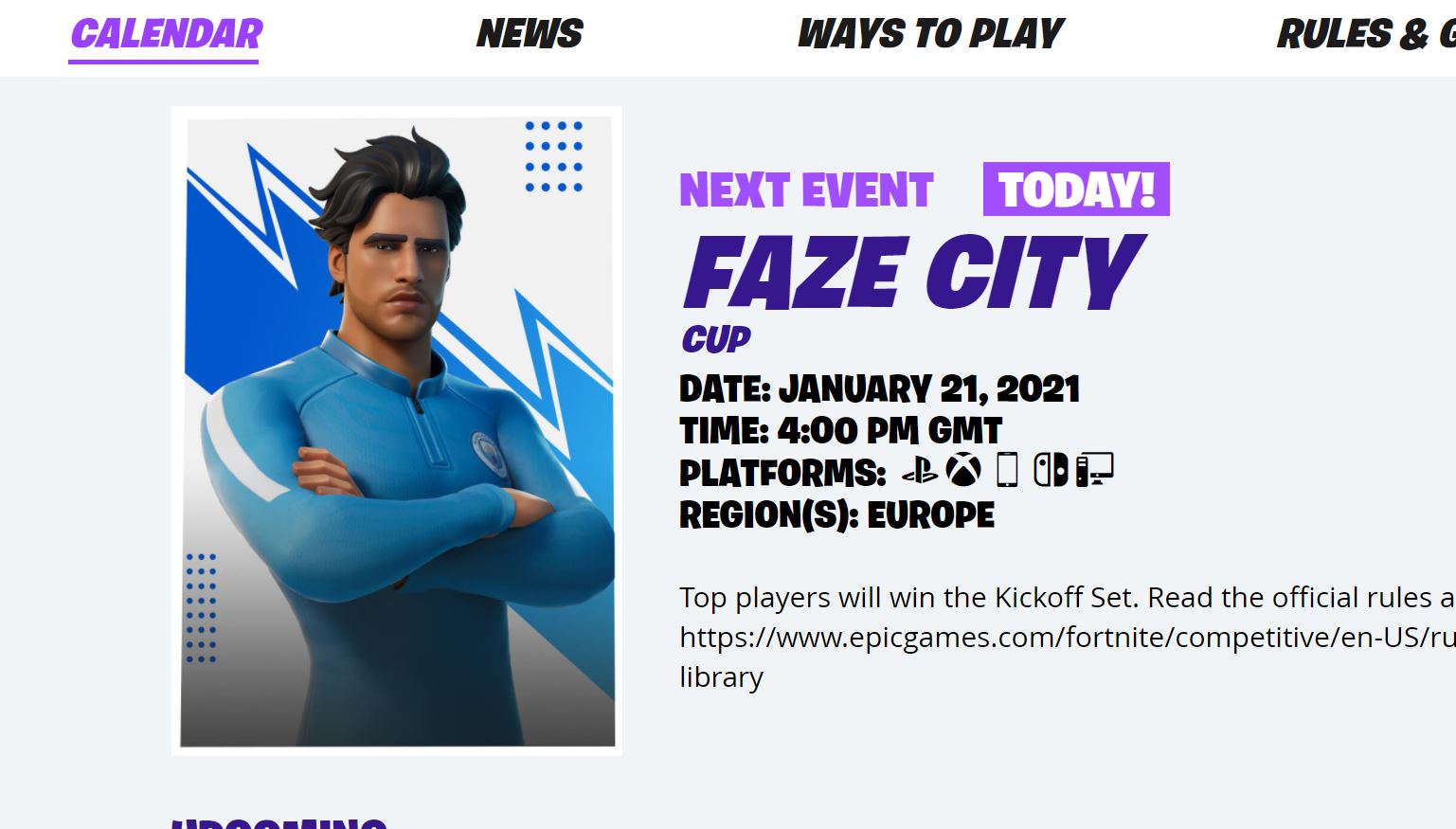 Faze City Cup Fortnite Register and Start Time