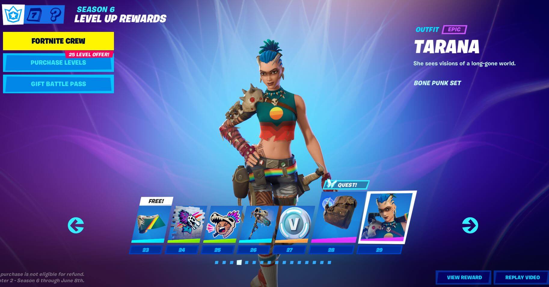 Fortnite Chapter 2, Season 6 Battle Pass Rewards - Level 23 - 29