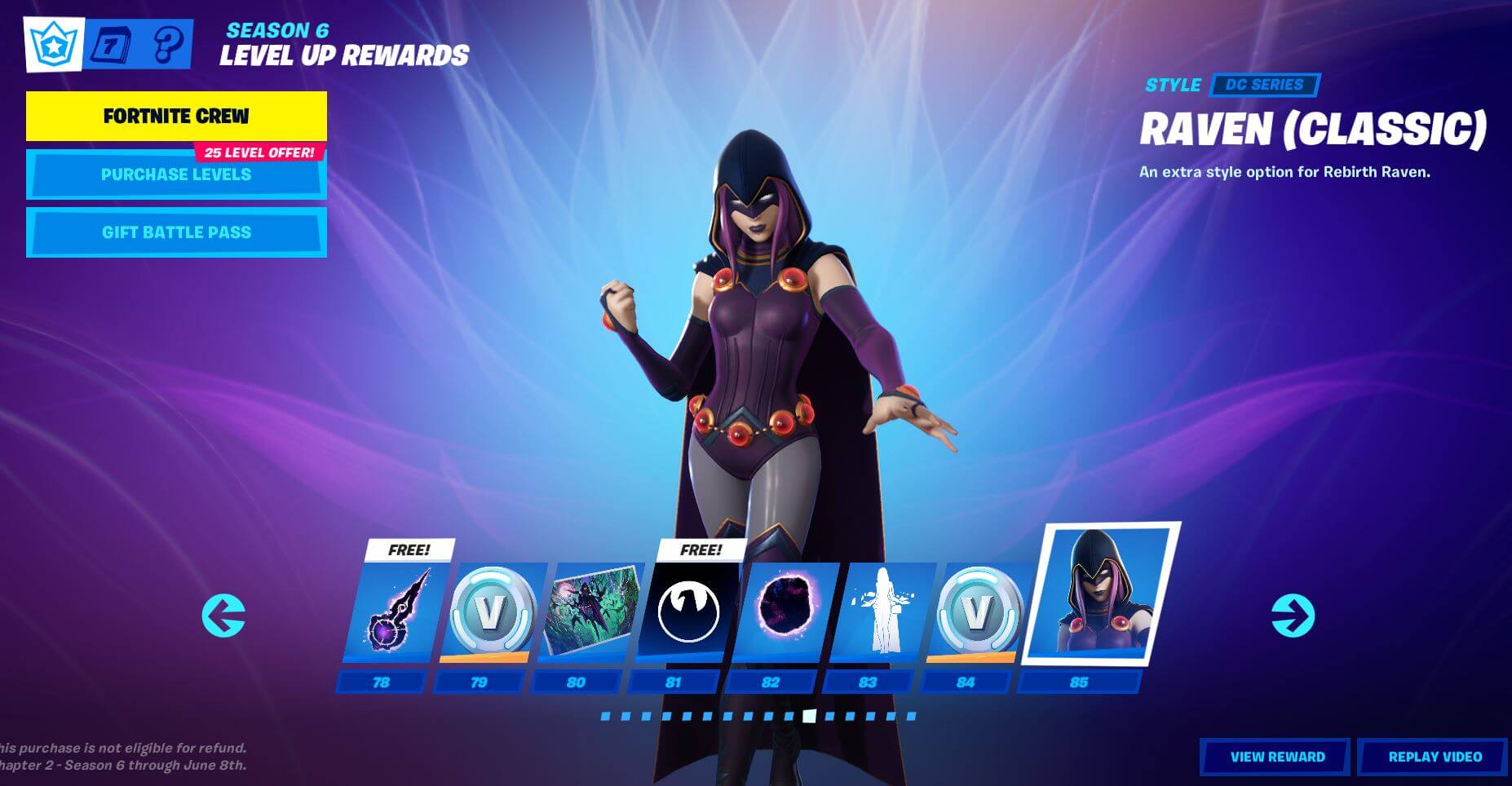 Fortnite Chapter 2, Season 6 Battle Pass Rewards - Level 78 - 85