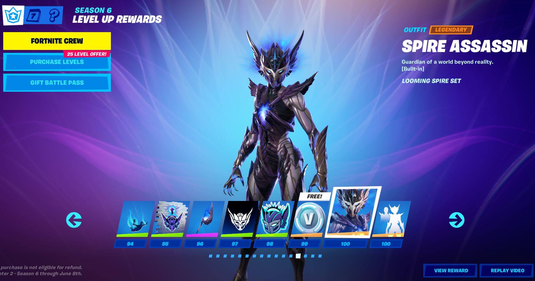 Fortnite Chapter 2, Season 6 Battle Pass Rewards - Level 94 - 100