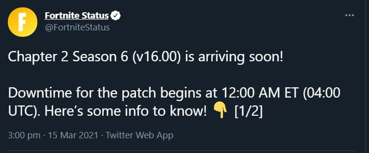 Fortnite v16.00 update servers down