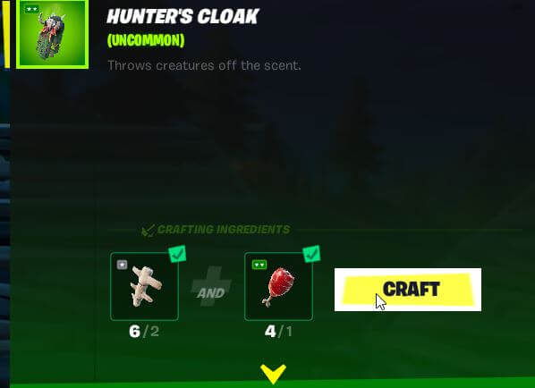 Craft Hunter's Cloak Fortnite
