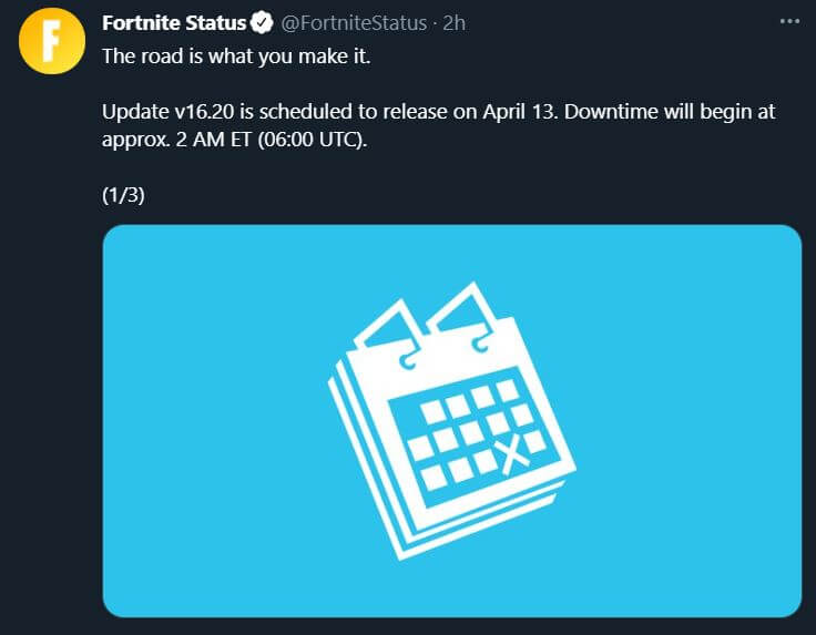 16.20 Fortnite update server downtime