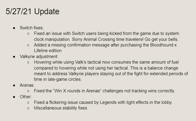Apex Legends Update 27th May