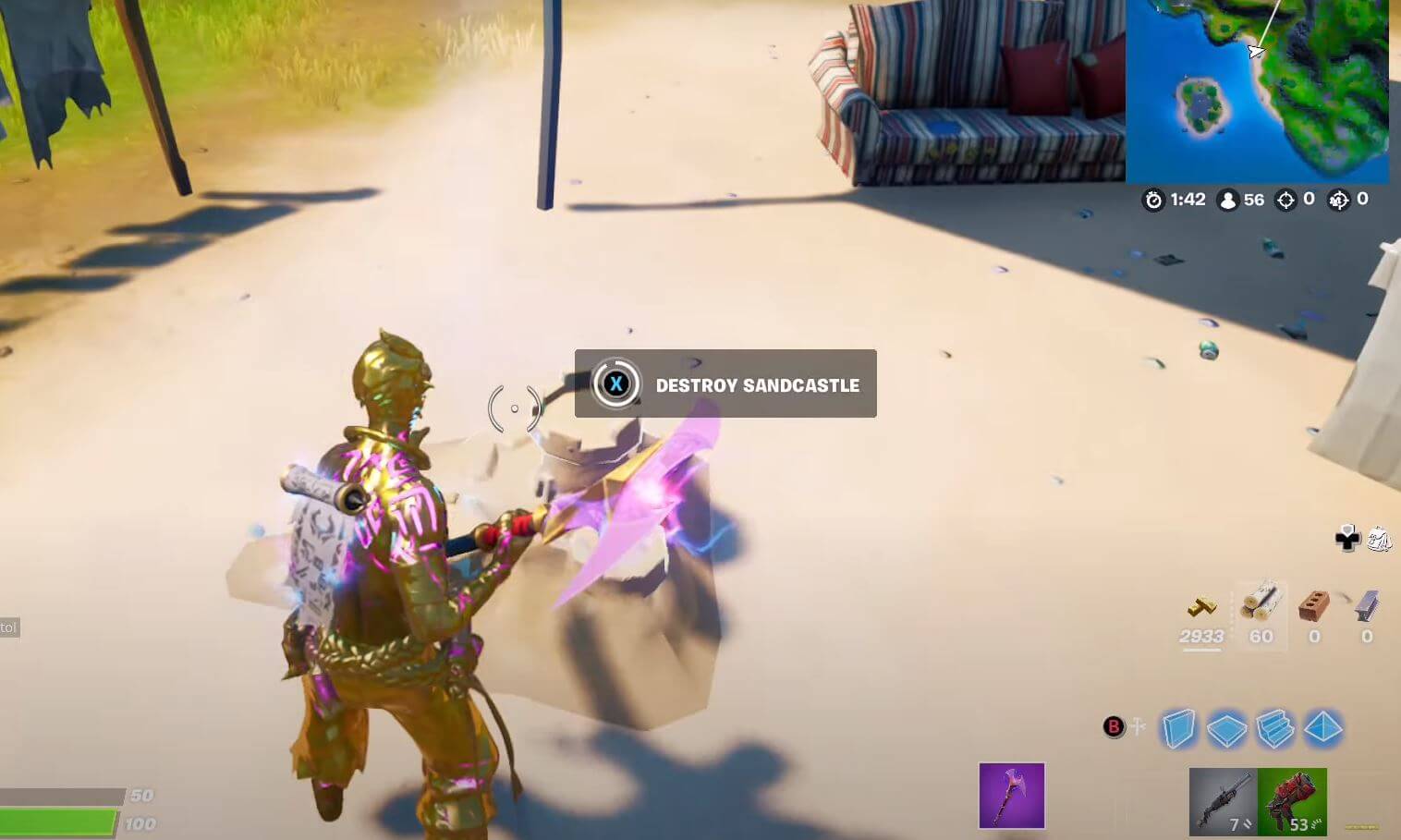 Fortnite Destroy Sandcastle