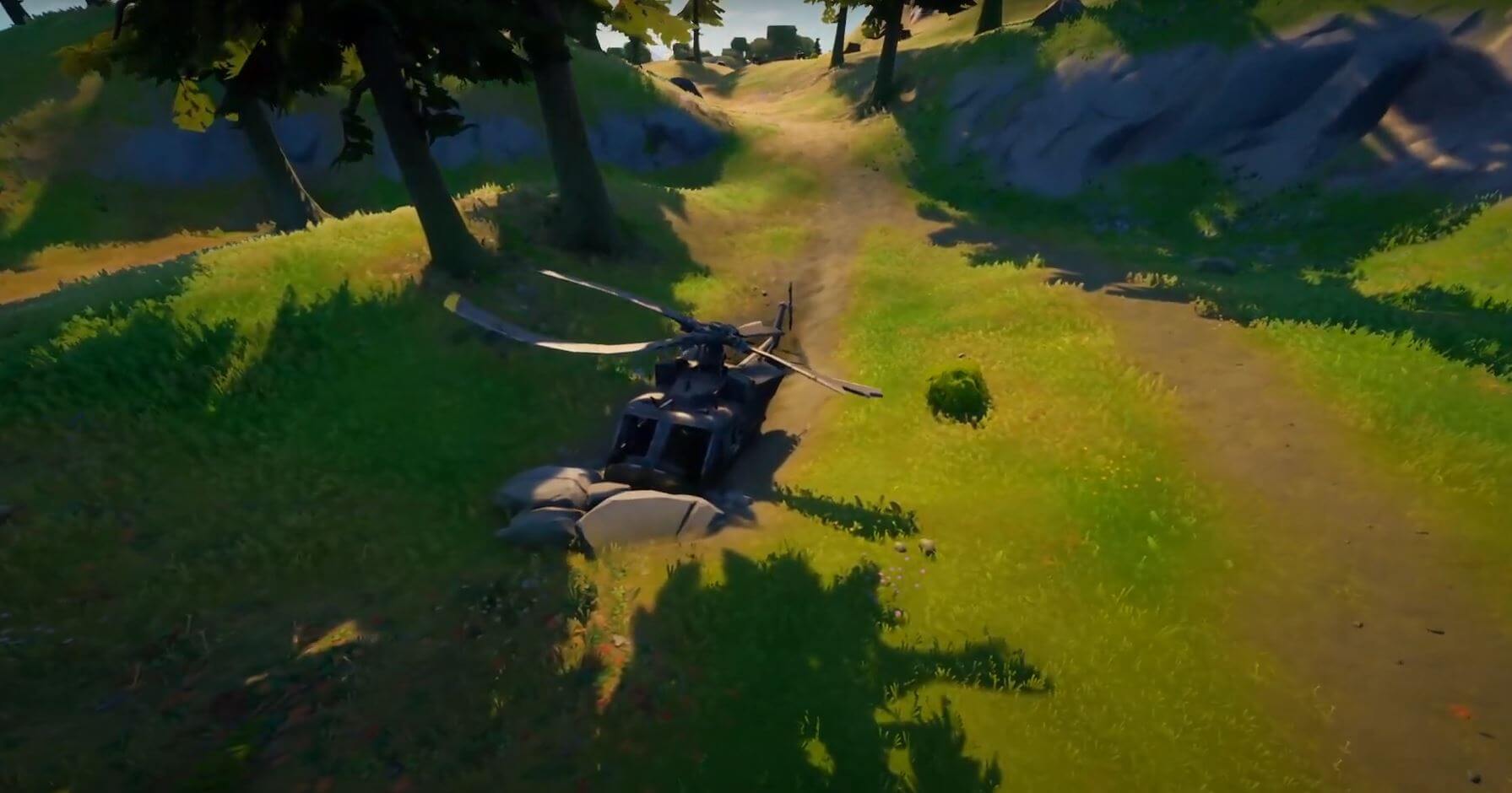 Fortnite Investigate Downed Black Helicopter