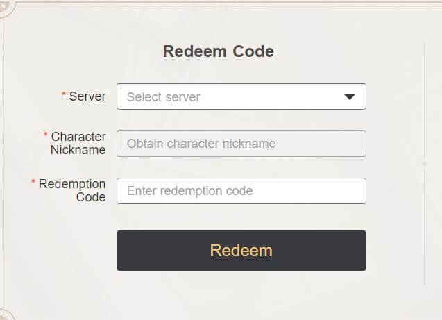 Genshin Impact Redeem Code